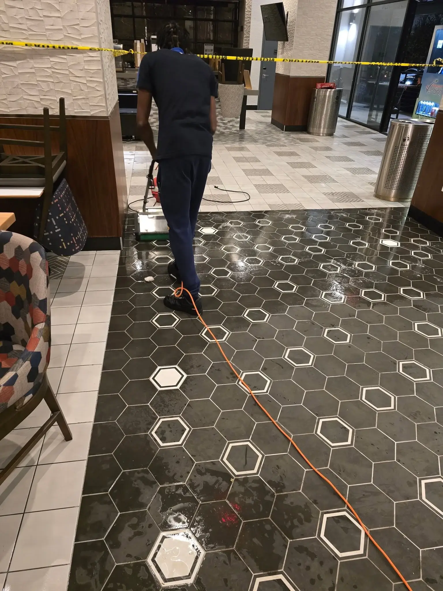 commercial lobby tile floor scrubbing